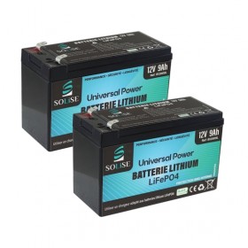 Kit de 2 batteries lithium 12V 9h LiFePO4